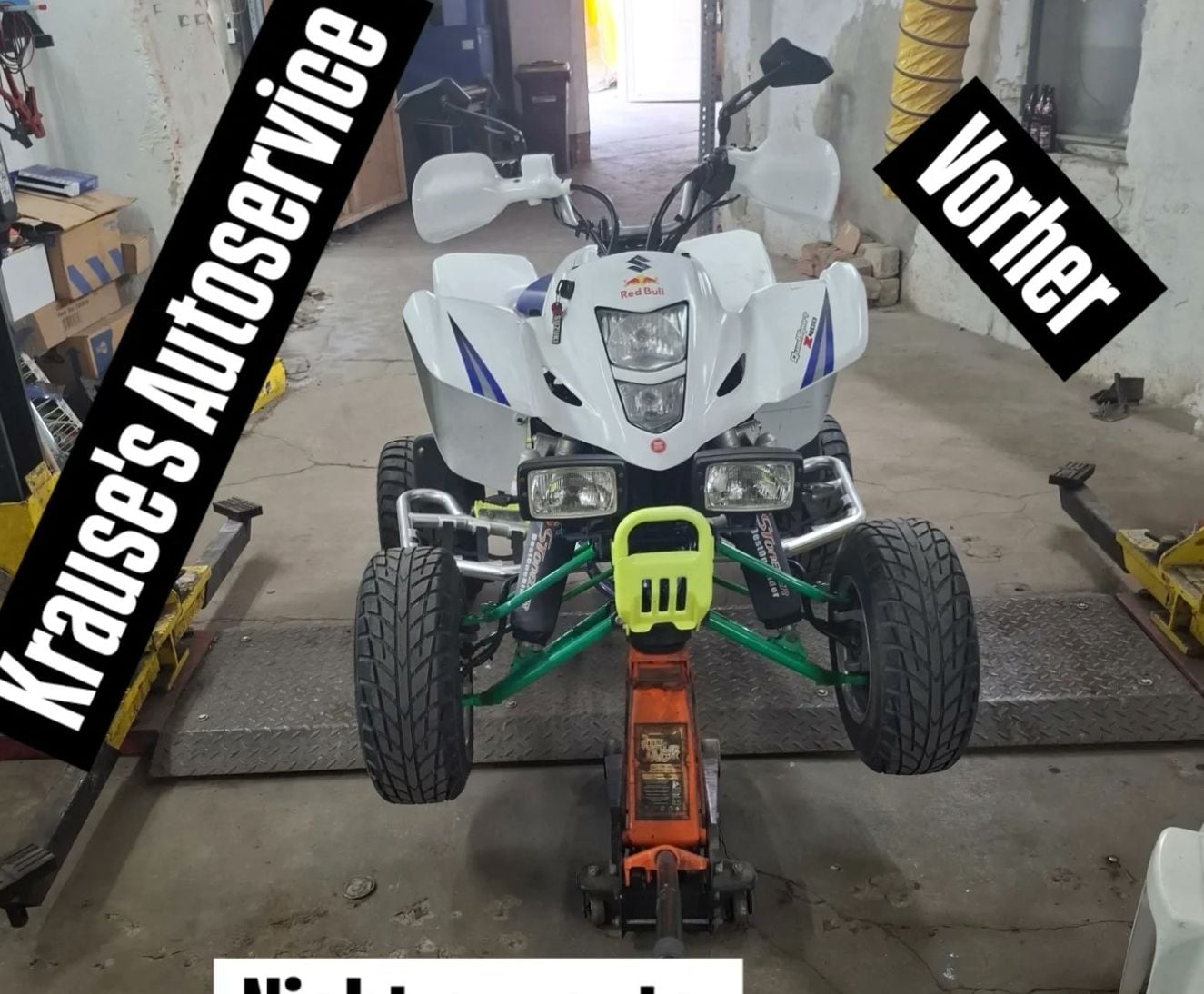 Suzuki Quad in der Mietwerkstatt — vorher